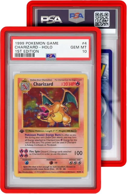 A Graded Guard case holding a PSA-graded Charizard
